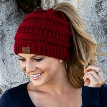 Load image into Gallery viewer, Soft Knit Ponytail Beanie