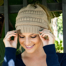 Load image into Gallery viewer, Soft Knit Ponytail Beanie