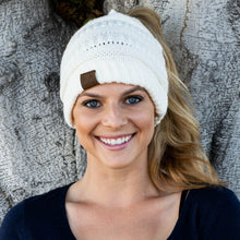 Load image into Gallery viewer, Soft Knit Ponytail Beanie